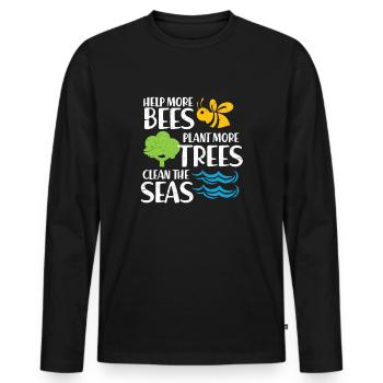Nature Conservation Environmental Protection Nature Bees Gift - Men's Premium Organic Long Sleeve Shirt - black - Front - Nico (187cm)