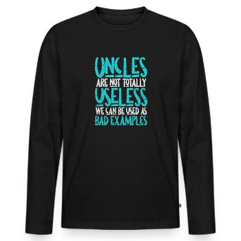 oncle - T-shirt manches longues Premium bio Homme - noir - Devant - Nico (187cm)