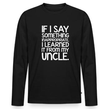 Onkel - Männer Premium Bio Langarmshirt - Schwarz - Vorne - Nico (187cm)