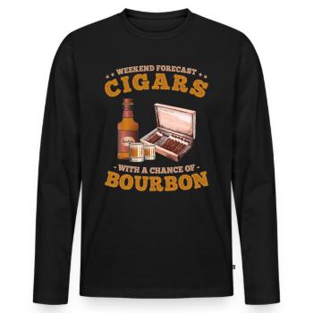 Prévisions de week-end Cigares avec une chance de whisky - T-shirt manches longues Premium bio Homme - noir - Devant - Nico (187cm)