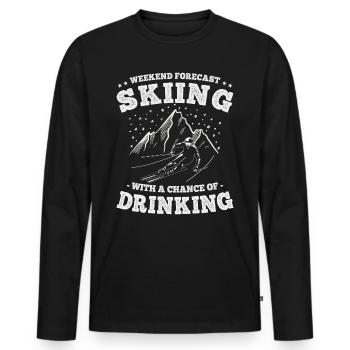 Weekend Forecast Skiing with a Chance of Drinking - Men's Premium Organic Long Sleeve Shirt - black - Front - Nico (187cm)