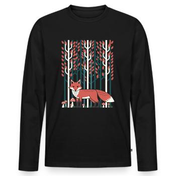 Dreamy forest scene in cottagecore style - Men's Premium Organic Long Sleeve Shirt - black - Front - Nico (187cm)