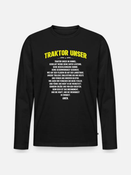 Traktor Unser T Shirt Bauer Landwirt Spruch - Männer Premium Bio Langarmshirt - Schwarz