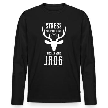 Stress wird verursacht durch zu wenig Jagd - Männer Premium Bio Langarmshirt - Schwarz - Vorne - Nico (187cm)
