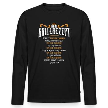 Mein Grillrezept Grillen BBQ und Bier trinken - Männer Premium Bio Langarmshirt - Schwarz - Vorne - Nico (187cm)