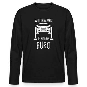 Willkommen In Meinem Büro Werkstatt Kfz Mechaniker - Männer Premium Bio Langarmshirt - Schwarz - Vorne - Nico (187cm)