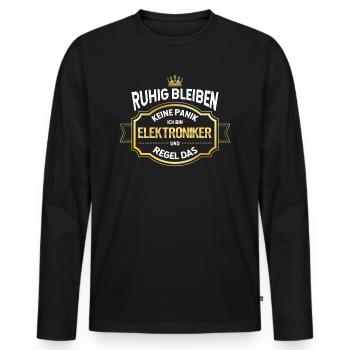 Ich bin Elektroniker und Regel das Elektroniker - Männer Premium Bio Langarmshirt - Schwarz - Vorne - Nico (187cm)