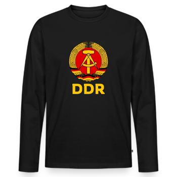 Emblème de la RDA symbole Ostalgie marteau et faucille - T-shirt manches longues Premium bio Homme - noir - Devant - Nico (187cm)