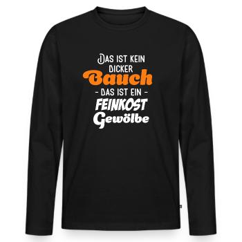 Das ist kein Bauch Das ist ein Feinkostgewölbe - Männer Premium Bio Langarmshirt - Schwarz - Vorne - Nico (187cm)