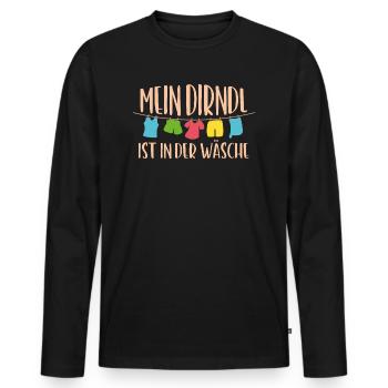Mein Dirndl ist in der Wäsche, - Männer Premium Bio Langarmshirt - Schwarz - Vorne - Nico (187cm)