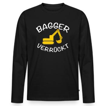 BAGGER VERRÜCKT, LUSTIGES BAGGER - Bagger - Bagger - Männer Premium Bio Langarmshirt - Schwarz - Vorne - Nico (187cm)