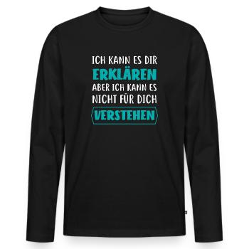 Ich kann es dir erklären - Physik & Mathe Ingenieu - Männer Premium Bio Langarmshirt - Schwarz - Vorne - Nico (187cm)