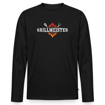 Grillmeister, Grillen BBQ Grill Chef, Grillmeister - Männer Premium Bio Langarmshirt - Schwarz - Vorne - Nico (187cm)