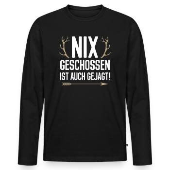 Nix geschossen ist auch gejagt Jäger Jagd Fans von - Männer Premium Bio Langarmshirt - Schwarz - Vorne - Nico (187cm)