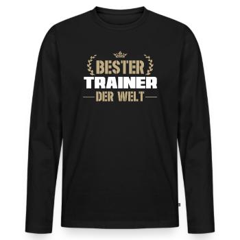 Bester Trainer der Welt Team Coach oder Trainer - Männer Premium Bio Langarmshirt - Schwarz - Vorne - Nico (187cm)