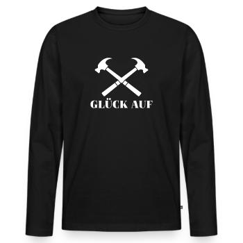 Glück auf! Bergmann Malocher Bergmänner im Bergbau - Männer Premium Bio Langarmshirt - Schwarz - Vorne - Nico (187cm)