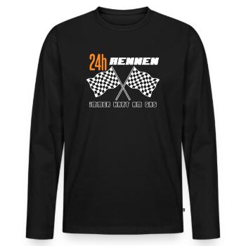 24H Rennen immer hart am Gas Motorsport - Männer Premium Bio Langarmshirt - Schwarz - Vorne - Nico (187cm)