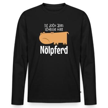Ist doch alles scheisse hier Nölpferd Nörgler nörg - Männer Premium Bio Langarmshirt - Schwarz - Vorne - Nico (187cm)