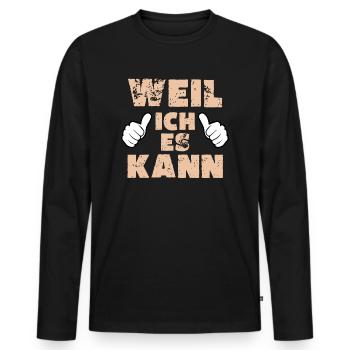 Weil ich es kann Daumen hoch - Männer Premium Bio Langarmshirt - Schwarz - Vorne - Nico (187cm)