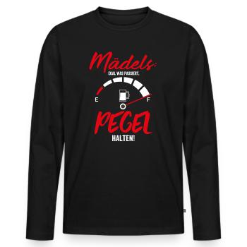 Mädels Egal was passiert Pegel halten - Männer Premium Bio Langarmshirt - Schwarz - Vorne - Nico (187cm)