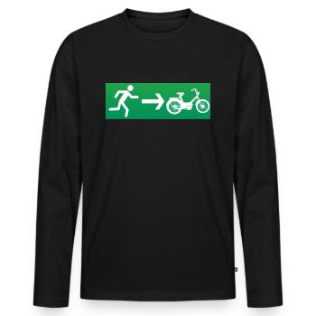Sortie de secours cyclomoteur cyclomoteur - T-shirt manches longues Premium bio Homme - noir - Devant - Nico (187cm)