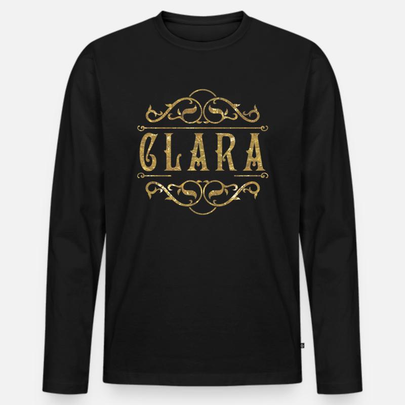 Clara gold - Männer Premium Bio Langarmshirt - Schwarz