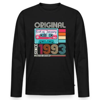 January born 1993 30th birthday gift - Men's Premium Organic Long Sleeve Shirt - black - Front - Nico (187cm)