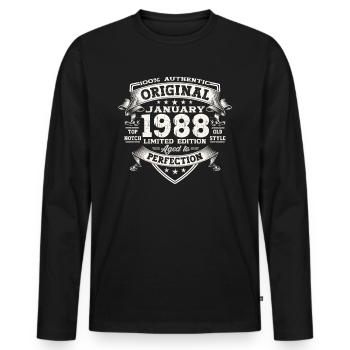 Né 1988 Janvier 35th anniversaire Homme cadeau - T-shirt manches longues Premium bio Homme - noir - Devant - Nico (187cm)