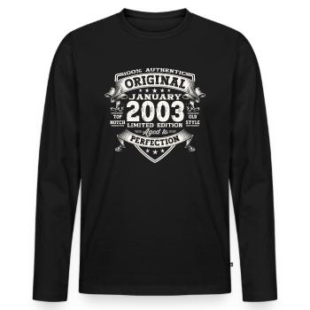 Année 2003 Janvier 20e anniversaire cadeau homme - T-shirt manches longues Premium bio Homme - noir - Devant - Nico (187cm)