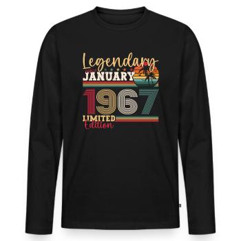 56th birthday born 1967 January gift man - Men's Premium Organic Long Sleeve Shirt - black - Front - Nico (187cm)