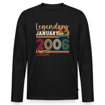 17th birthday vintage 2006 January gift man - Men's Premium Organic Long Sleeve Shirt - black - Front - Nico (187cm)