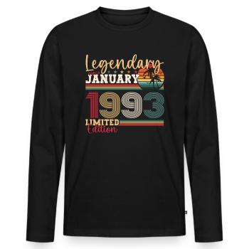 30th birthday born 1993 January gift man - Men's Premium Organic Long Sleeve Shirt - black - Front - Nico (187cm)