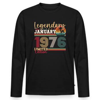 47e anniversaire né en 1976 janvier cadeau homme - T-shirt manches longues Premium bio Homme - noir - Devant - Nico (187cm)