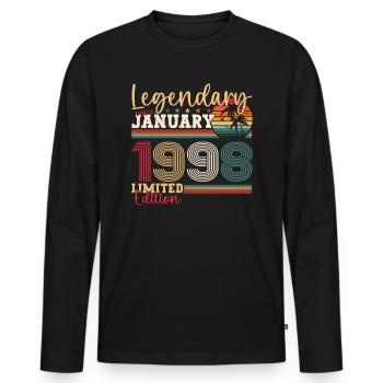25e anniversaire né en 1998 janvier cadeau homme - T-shirt manches longues Premium bio Homme - noir - Devant - Nico (187cm)