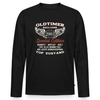 20. Geburtstag Oldtimer Jahrgang 2003 Geschenk - Männer Premium Bio Langarmshirt - Schwarz - Vorne - Nico (187cm)