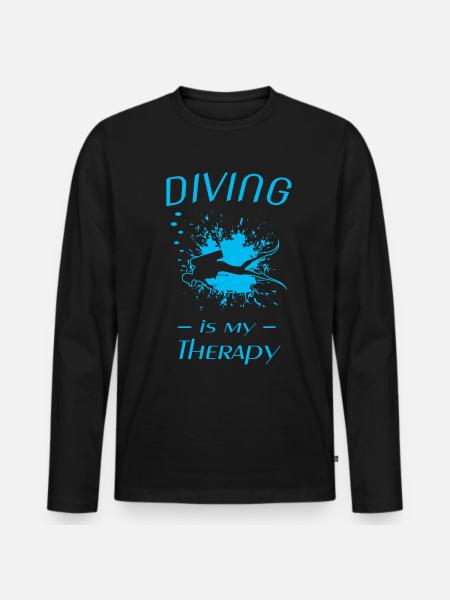 diving, tauchen, scuba diver - Männer Premium Bio Langarmshirt - Schwarz