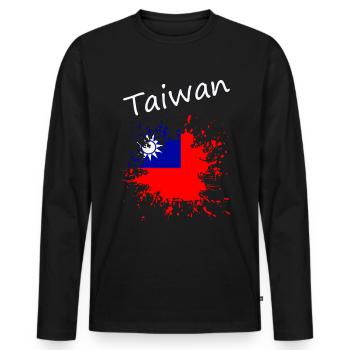 Taiwan - Männer Premium Bio Langarmshirt - Schwarz - Vorne - Nico (187cm)