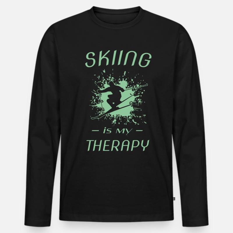 Skiing - Männer Premium Bio Langarmshirt - Schwarz