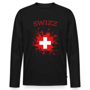 Schweiz, schweizer Flagge - Männer Premium Bio Langarmshirt - Schwarz - Vorne - Nico (187cm)