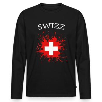 Schweiz, schweizer Flagge - Männer Premium Bio Langarmshirt - Schwarz - Vorne - Nico (187cm)