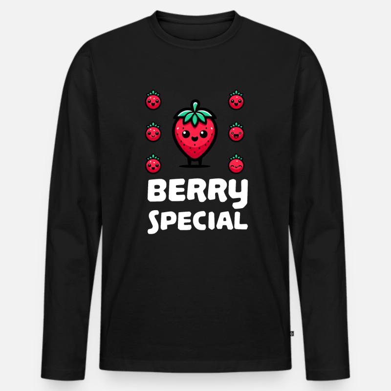Berry Special Erdbeere - Männer Premium Bio Langarmshirt - Schwarz