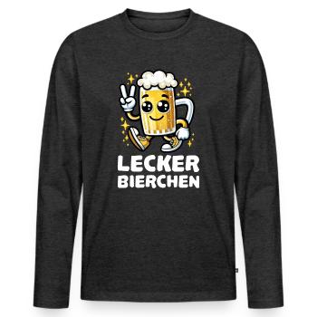 Lecker Bierchen Cartoon - Männer Premium Bio Langarmshirt - Anthrazit meliert - Vorne - Nico (187cm)