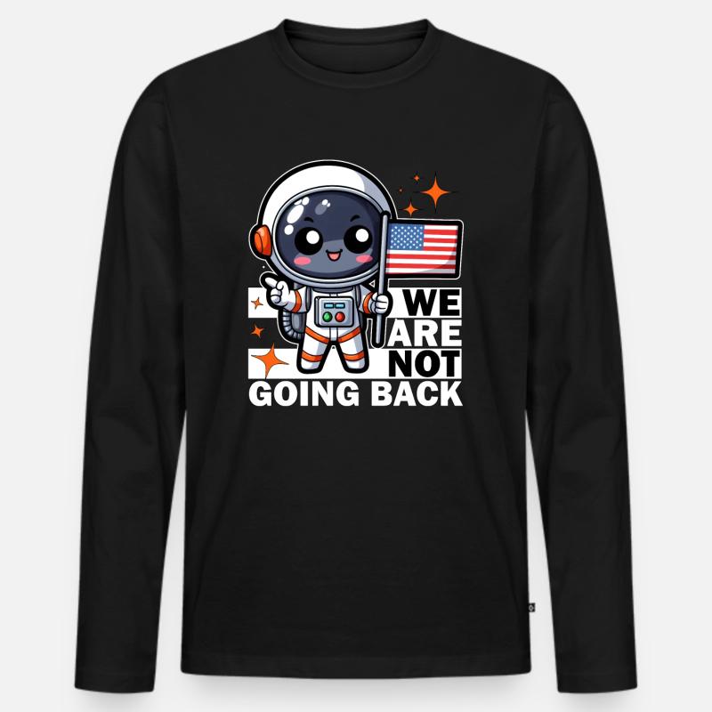WE ARE NOT GOING BACK - ASTRONAUT - Men's Premium Organic Long Sleeve Shirt - black