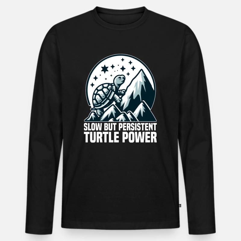 LANGSAME, ABER AUSDAUERNDE TURTLE-POWER - Männer Premium Bio Langarmshirt - Schwarz