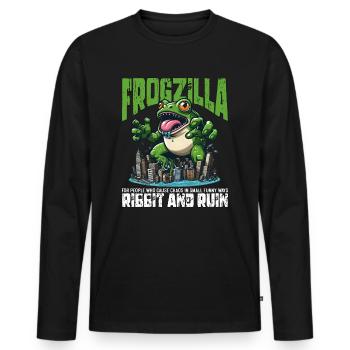 RIBBIT AND RUIN - FROGZILLA - Men's Premium Organic Long Sleeve Shirt - black - Front - Nico (187cm)