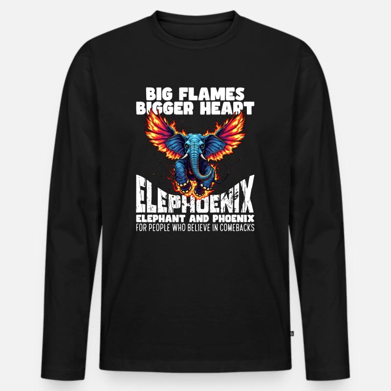 GROSSE FLAMMEN, GRÖSSERES HERZ - ELEPHOENIX - Männer Premium Bio Langarmshirt - Schwarz