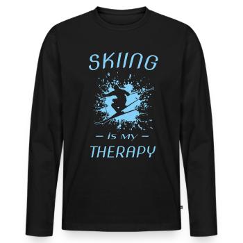 Ski - Männer Premium Bio Langarmshirt - Schwarz - Vorne - Nico (187cm)