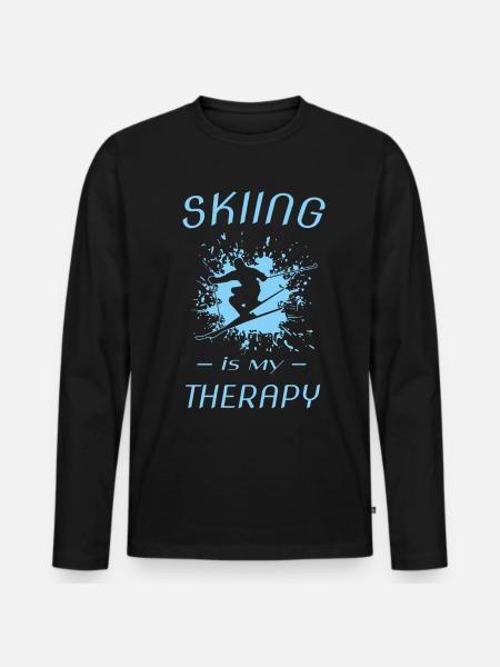 Ski - Männer Premium Bio Langarmshirt - Schwarz