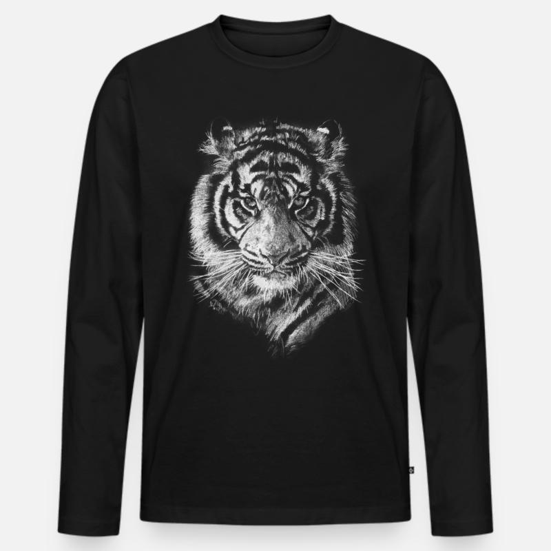 Tiger - Männer Premium Bio Langarmshirt - Schwarz