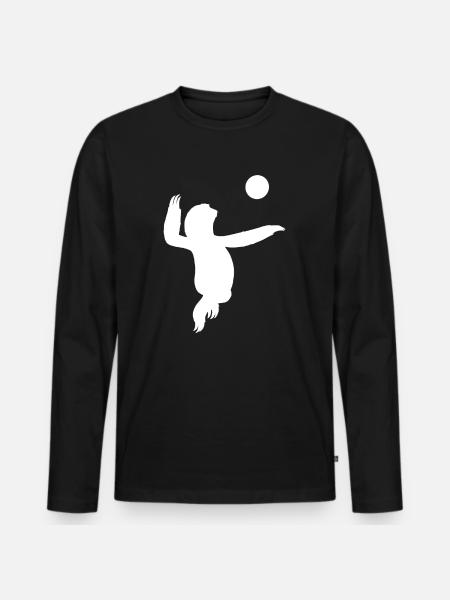 Volleyball Faultier - Männer Premium Bio Langarmshirt - Schwarz